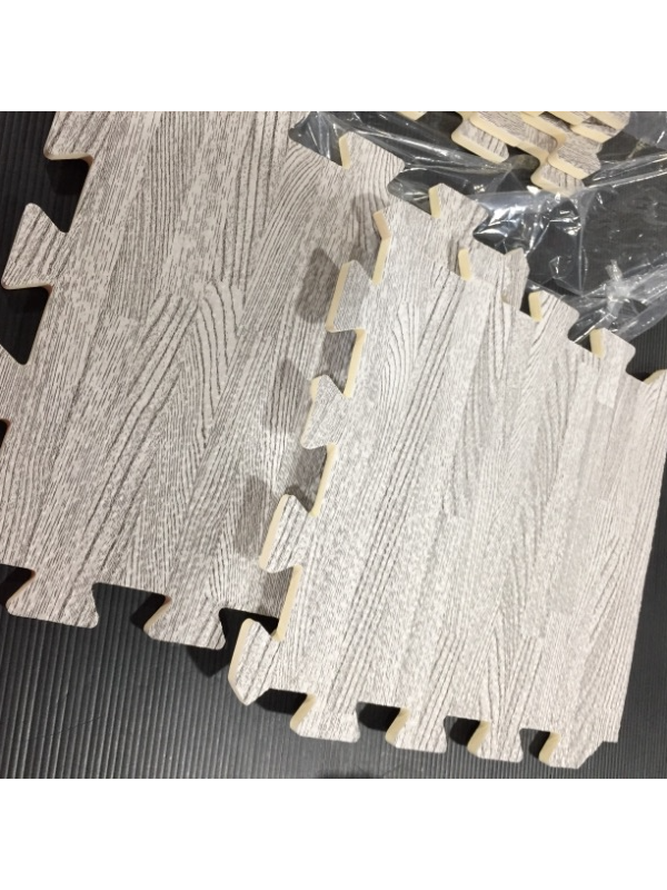 Photo 1 of 16 Pieces Printed Wood Grain Interlocking Floor Tiles  Floor Mat
