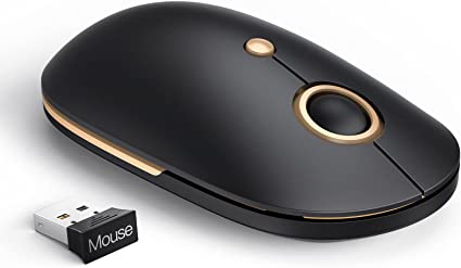 Photo 1 of Wireless Mouse, 2.4G Laptop Mouse, Silent Slim Mouse, Computer Mouse with 5 Level Adjustable DPI for PC Laptop Mac MacBook, Black & Gold
