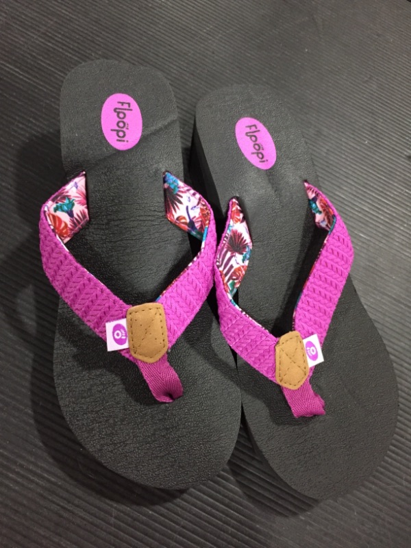 Photo 1 of Floopi High Heel Wedge Sandals for Women-Comfort Yoga Mat Footbed for Support, Flip Flop Thong Platforms for Summer
unknown size looks about 7