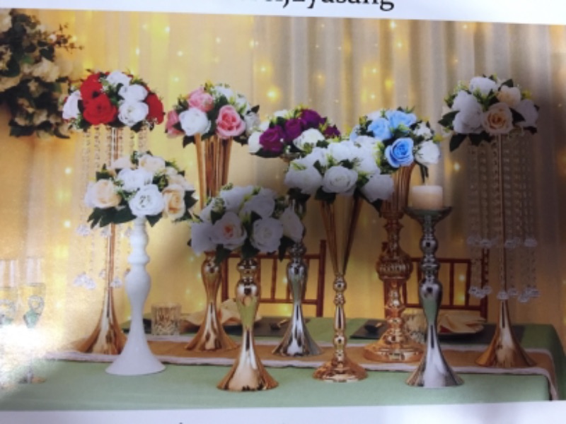 Photo 1 of 2 Tall Wedding Reception Candle Holder Stands, Bulk Acrylic Crystal Centerpiece Vase for Wedding Party Event Home Decor Banquet Table Supplies