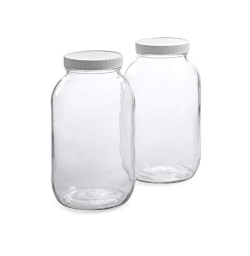 Photo 1 of 1790 Half Gallon Glass Jars (64oz) 2-Pack - Includes 2 Airtight Lids, Muslin Cloths, Rubber Bands - Dishwasher & Freezer Safe - Perfect for Kombucha,
