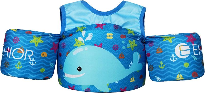 Photo 1 of Ehior Toddler Swim Vest Water Aid Floats with Shoulder Harness Kids Pool Swim Life Jacket for 25 - 55 lbs Boys and Girls (Cute Whale Baby)
