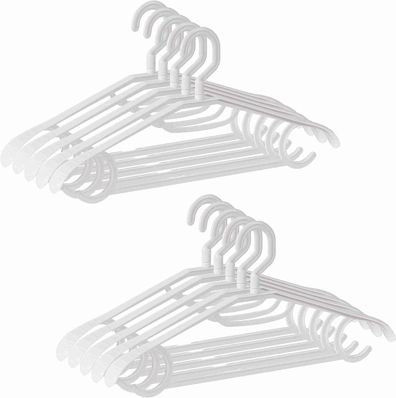 Photo 1 of Plastic Clothes Hangers,10 Pack No Shoulder Bumps Suit Hangers Ultra Widen 360 Degree Swivel Heavy Duty Hook Durable Hangers for Sweaters,Coat,Jackets,Pants,Shirts,Dresses,White
