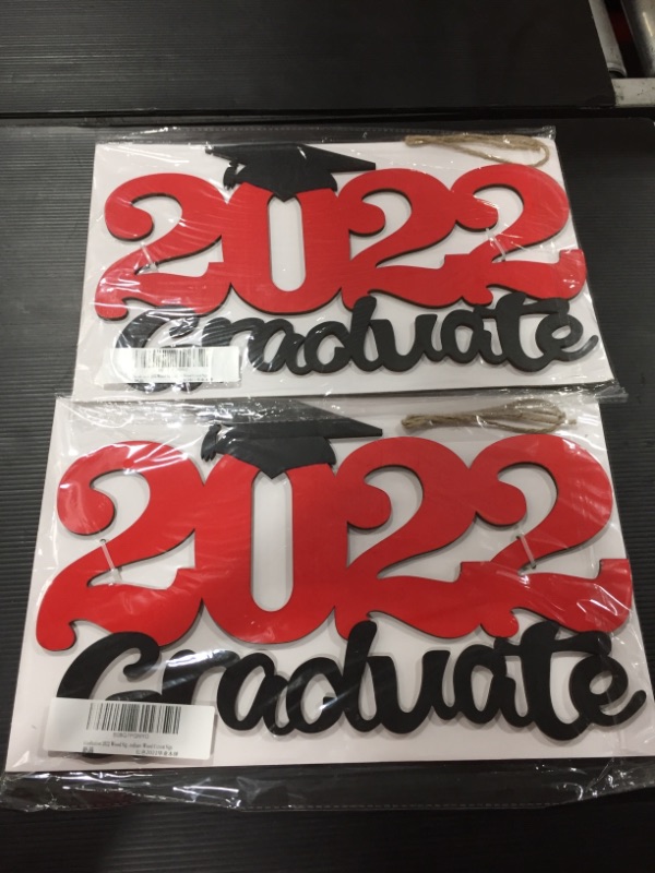 Photo 2 of 2 PACK Graduation 2022 Wood Sign Decoration, 2022 Senior Graduation Photo Booth Props, Class of 2022 Sign First Day of School Graduate Wood Cutout Sign
