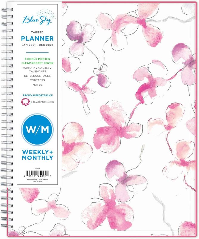 Photo 1 of Blue Sky 2021 Weekly & Monthly Planner, Flexible Cover, Twin-Wire Binding, 8.5" x 11", Orchid (124095)
