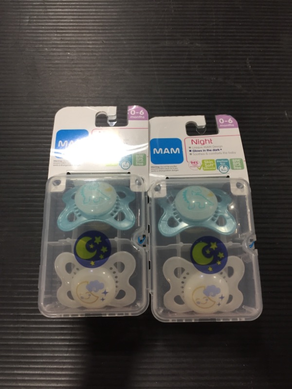 Photo 2 of MAM Night Pacifier, 0-6 Months, Boy, 4 pack
