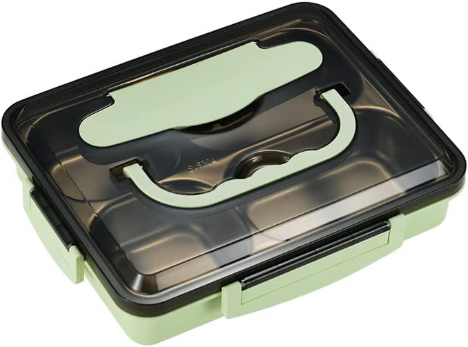 Photo 1 of YAMbox Stainless Steel Leak-Resistant Lunch Box w/Spoon & Fork - Bento-Style, 4 compartments, adult lunch box, kids lunch box, for Meals On-the-Go - Eco-Friendly, Dishwasher Safe, BPA-Free (Green)

