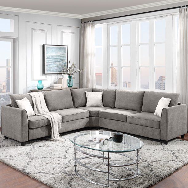 Photo 1 of 100*100“ Big Sectional Sofa Couch L Shape Couch for Home Use Fabric Grey 3 Pillows Included
BOX 2 OF 3. NOT COMPLETE COUCH