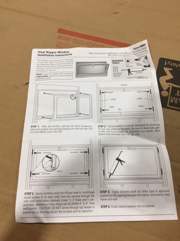 Photo 1 of 32 X 22 VINYL BASEMENT HOPPER WINDOW - INSULATED
