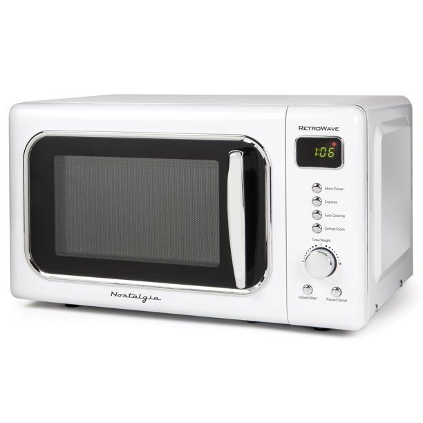 Photo 1 of Nostalgia CLMO7WH Classic Retro 0.7 Cu. Ft. 700-Watt Countertop Microwave Oven With LED Display, White
