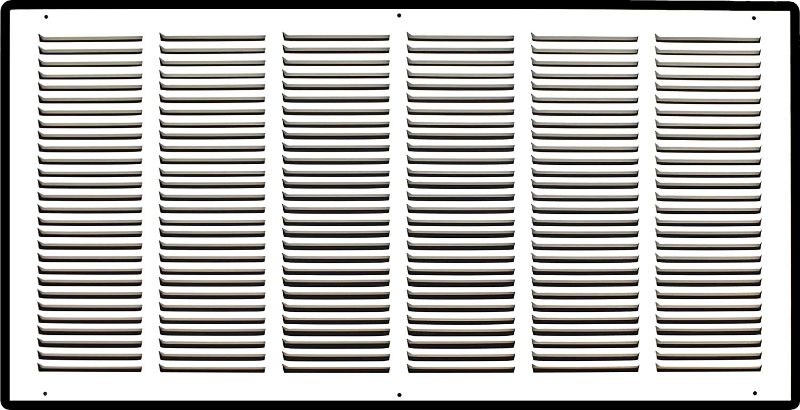 Photo 1 of 30"W x 14"H [Duct Opening Measurements] Steel Return Air Grille | Vent Cover Grill for Sidewall and Ceiling, White | Outer Dimensions: 31.75"W X 15.75"H for 30x14 Duct Opening
