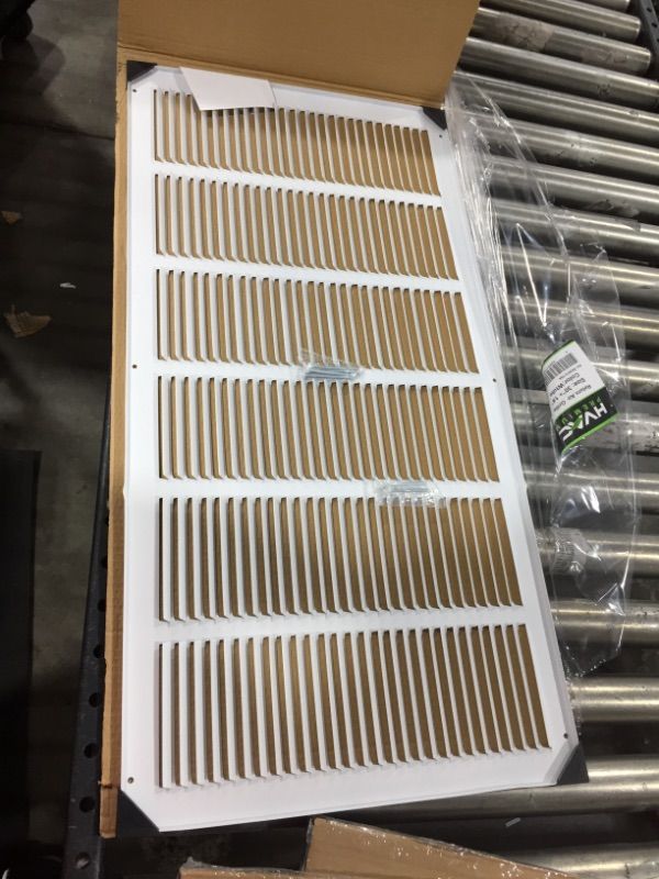 Photo 1 of 30"W x 14"H [Duct Opening Measurements] Steel Return Air Grille | Vent Cover Grill for Sidewall and Ceiling, White | Outer Dimensions: 31.75"W X 15.75"H for 30x14 Duct Opening
