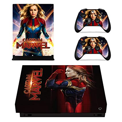 Photo 1 of Adventure Games - XBOX ONE X - Captain Marvel - Vinyl Console Skin Decal Sticker + 2 Controller Skins Set
