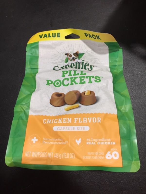 Photo 2 of GREENIES PILL POCKETS Capsule Size Natural Dog Treats Chicken Flavor, 15.8 oz. Value Pack (60 Treats)
BB 11 APR 2023