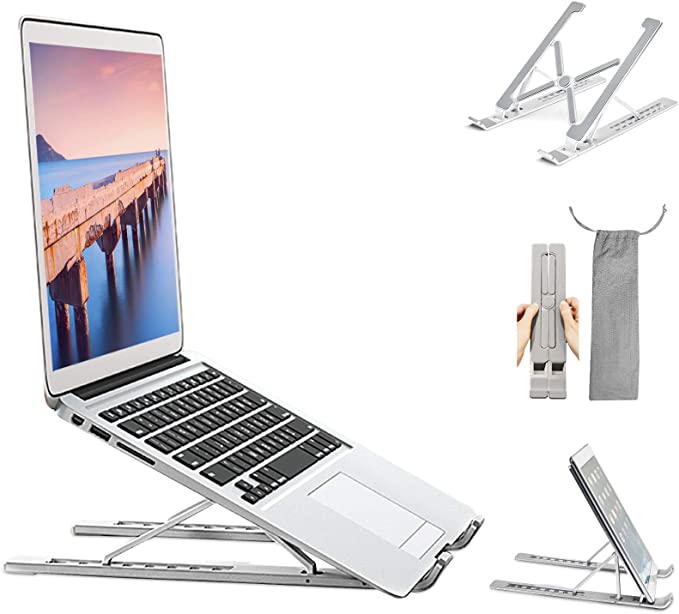 Photo 1 of Laptop Stand for Desk, Ergonomic Cooling Computer Stand, Upgraded Adjustable Laptop Stand, Portable Laptop Holder Riser, 7 Height, Compatible with MacBook air Pro and All Laptops Up to 17 Inch-Silver
