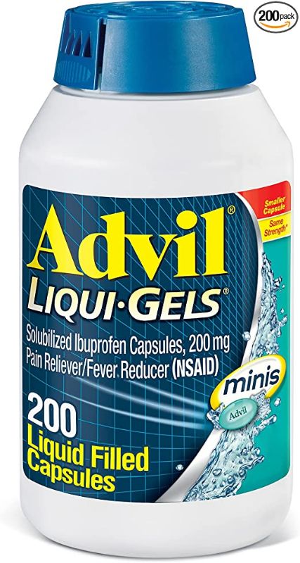 Photo 1 of Advil Liqui-Gels minis Pain Reliever and Fever Reducer, Pain Medicine for Adults with Ibuprofen 200mg for Pain Relief - 200 Liquid Filled Capsules
BB 06 2024 