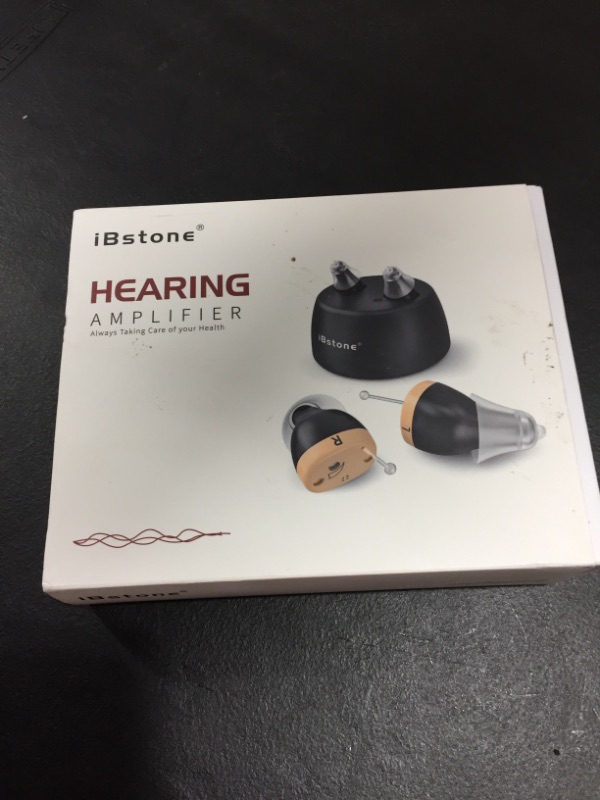 Photo 4 of [Upgraded] iBstone Rechargeable Hearing Amplifier to Aid Adults Seniors Hearing, Mini Completely-in-Canal Hearing Aids with Waxguard Filter, Comfortable Wearing with Masks and Glasses, Black, Pair