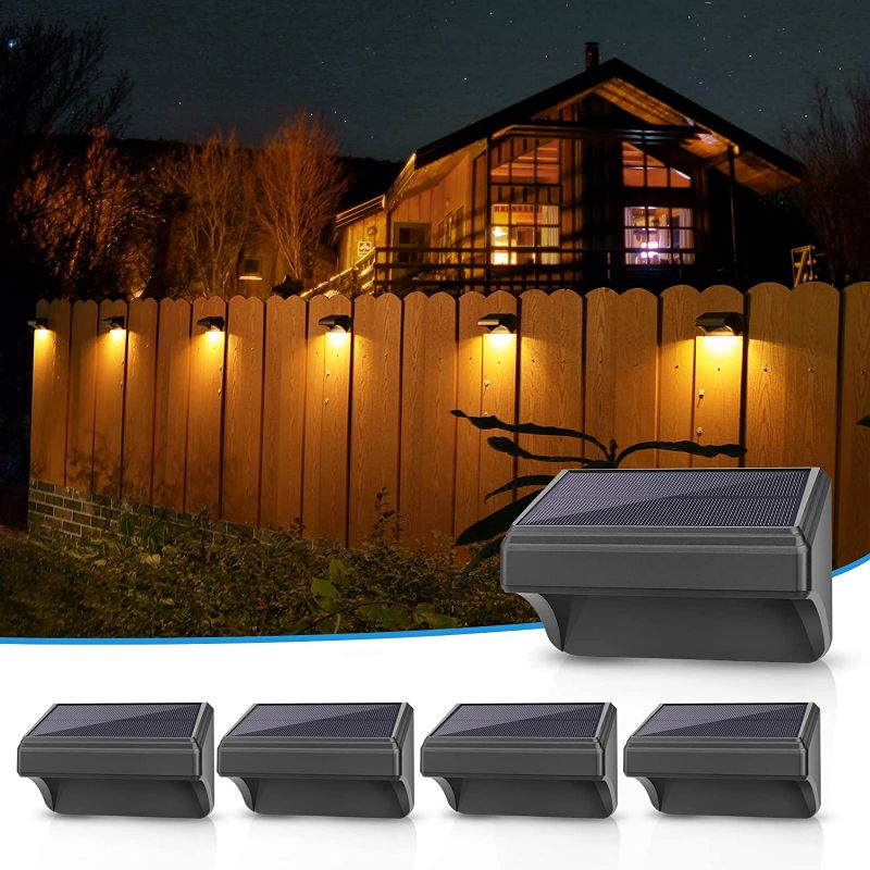 Photo 1 of Aulanto Solar Fence Lights with Warm White and RGB Lock Mode, 4pack Color Glow Light for Fence IP65Waterproof Solar Outdoor Lights for Fence Outside Solar Deck Light for Wall Deck, Step, Yard, Garden
