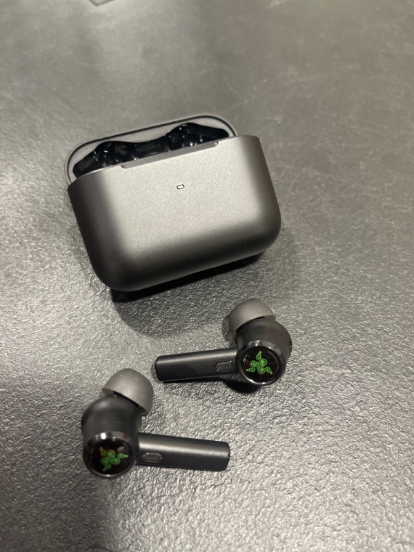 Photo 2 of Razer Hammerhead True Wireless Pro Bluetooth Gaming Earbuds: THX Certified - Advanced Hybrid Active Noise Cancellation - 60ms Low-Latency - Touch Enabled - <20 Hr Battery Life - Classic Black