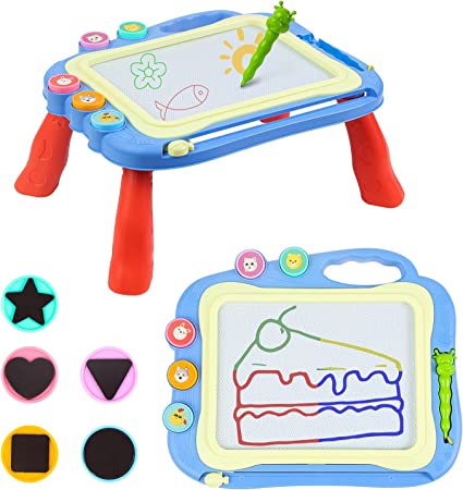 Photo 1 of ATONGMU Magnetic Drawing Board Magna Drawing Doodle Boards with 5 Large Magnet Stamps Toys for 2 3 4 5 Year Old Girl Magna Etch Table Sketch Pad,Gifts Kids Toddlers Present for 1-2-3-4-5 Boys
