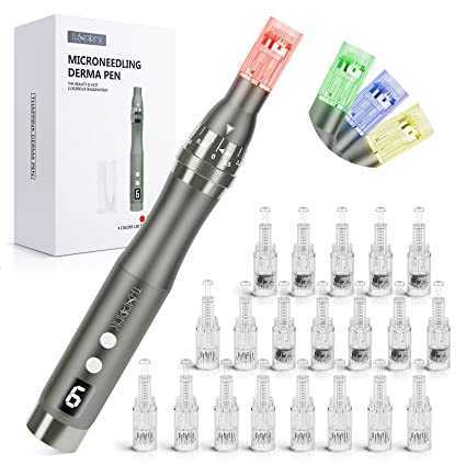 Photo 1 of Microneedling Pen Electric Derma Pen with 20 Replacement Cartridges, Adjustable Microneedle Dermapen for Face Body Home Use
