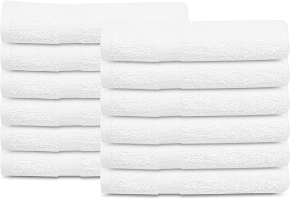 Photo 1 of 12 Pcs New White (20x40 Inches) Cotton Blend Terry Bath Towels Salon/Gym Towels Light Weight Fast Drying
