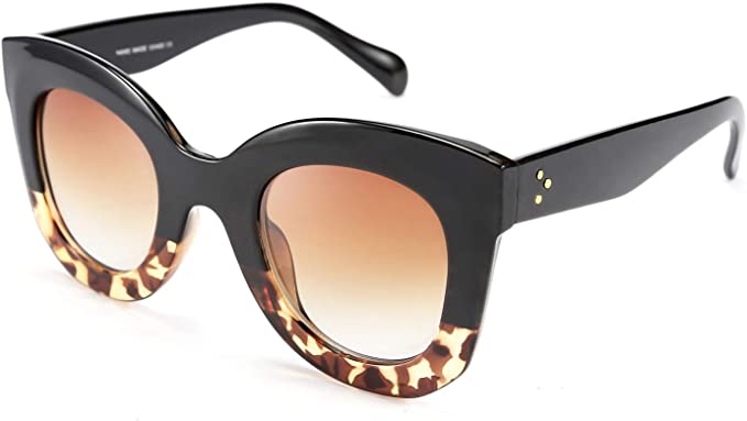 Photo 1 of FEISEDY Retro Oversized Square Horn Sunglasses Semi Cat Eye Butterfly Glass Big Thick Bold Frame B2572
