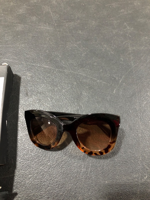 Photo 2 of FEISEDY Retro Oversized Square Horn Sunglasses Semi Cat Eye Butterfly Glass Big Thick Bold Frame B2572
