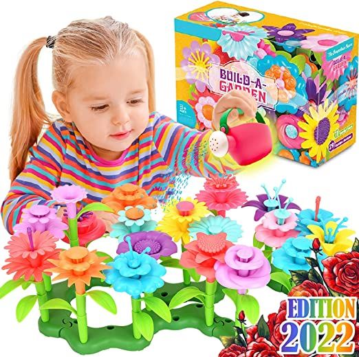 Photo 1 of FunzBo Flower Garden Building Toys for Girls - STEM Toy Gardening Pretend Gift for Kids - Stacking Game for Toddlers playset - Educational Activity for Preschool Children Age 3 4 5 6 7 Year Old Boys
