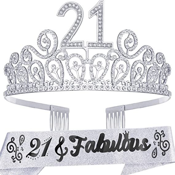 Photo 1 of 21st Birthday, 21st Birthday Decorations for Her, 21st Birthday Gifts for Her, 21st Birthday Sash, 21st Birthday Crown and Sash, 21st Birthday Tiara, 21st Birthday Crown, 21 tiara, 21st Birthday Gifts
