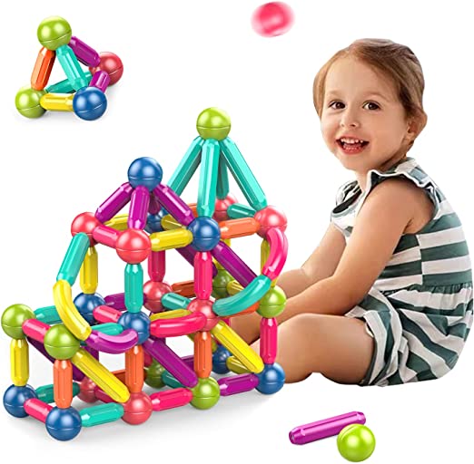 Photo 1 of Magnetic Stick, Magnetic Balls and Rods Set, Building Sticks Blocks, Magnetic Blocks, STEM Stacking Magnetic Toys Magnet Educational Toys for Kids Boys and Girls (42 PCS)
