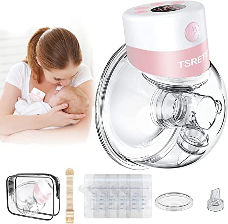 Photo 1 of Breast Pump Electric,TSRETE Wearable Breast Pump,Hands Free Breast Pump,Portable Breast Pump with 2 Modes,9 Levels,LCD Display,Memory Function Rechargeable Single Milk Extractor - 24mm Flange
