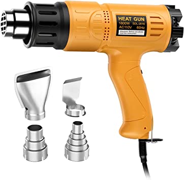 Photo 1 of Heat Gun, SEEKONE 1800W Hot Air Heat Gun Kit with Variable Temperature Control for 2-Temp Settings 122?~1202??50?- 650??and 4 Nozzles, Suitable for Crafts, Shrink PVC
