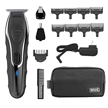 Photo 1 of Wahl Aqua Blade Rechargeable Wet/Dry Lithium Ion Deluxe Trimming Kit with 3 Interchangeable Heads for Detailing, & Grooming Beards, Mustaches, Stubble, Ear, Nose, & Body – Model 9899-100
