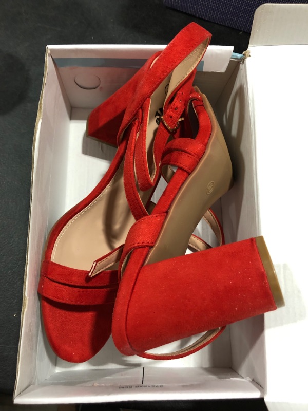 Photo 1 of Pair of womens high heel red velvet size 10