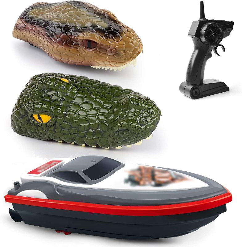 Photo 1 of Gizmovine Remote Control Boats for Pools and Lakes, Crocodile 3 in 1 RC Animal Boats with 20+ MPH Speed, Low Battery Alarm,Capsize Recovery 2.4GHz Snake Head Racing Boat Gift for Kids and Adults.
