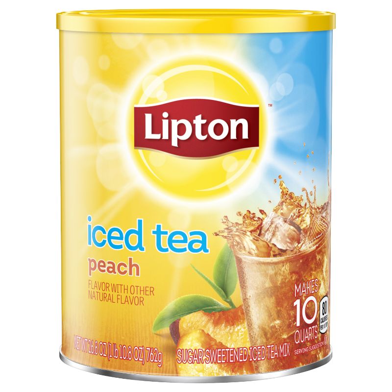 Photo 1 of (6 pack) Lipton Iced Tea Mix Peach, 10 Qt, 26.8 Oz Canister
BB: 06/10/2023
