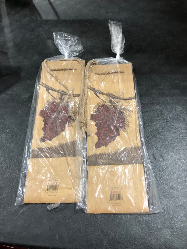 Photo 2 of 2pk of 7006 Illustrated Grapes Single Bottle Wine Bag, Brown
