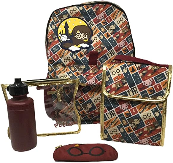 Photo 1 of Harry Potter 5-Piece Backpack Set with 16 Inch Backpack, Lunch Box, Glasses/Pencil Case, Water Bottle and a Clear Pouch
