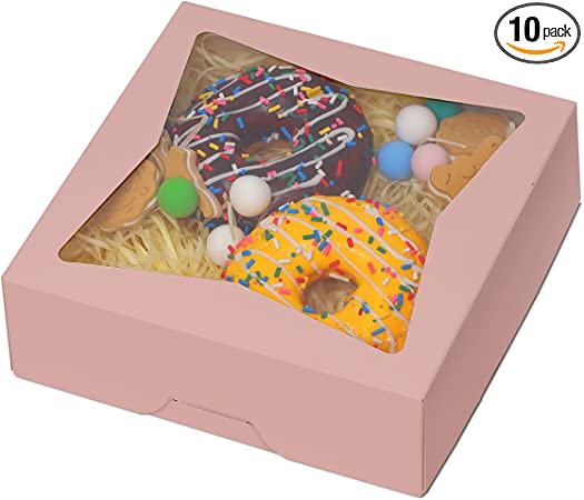Photo 1 of 25pcs Pastry Boxes with Window 8x8x2.5 Inches | Camel Bakery Boxes| Macaroon Boxes| Thick & Sturdy Treat Boxes for Macarons?Pastry Donut Box Yotruth

