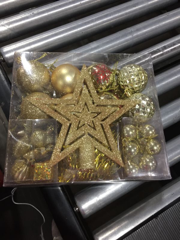Photo 1 of 56 PC GOLD CHRISTMAS ORNAMENTS 