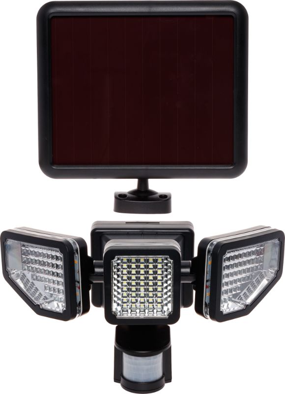 Photo 1 of GreenLighting Corner Mount 1200 Lumen Triple Head PIR Solar Security Flood Light W/ Motion Sensor (Clear Lens)
