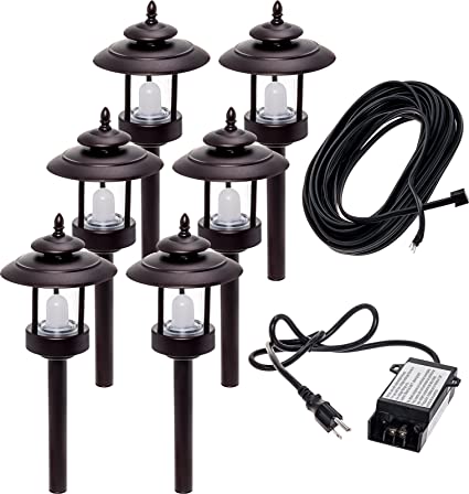 Photo 1 of 6 Pack Westinghouse 100 Lumen Low Voltage LED Pathway Light Landscape Kit w/ Transformer & Cable (Bronze)
LIGHTS NOT INCLUDED 