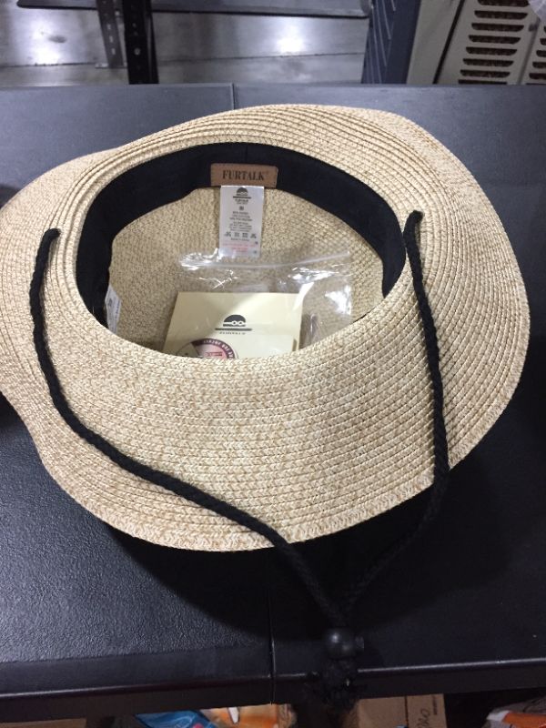 Photo 3 of FURTALK Womens Wide Brim Sun Hat with Wind Lanyard UPF Summer Straw Sun Hats for Women SZ M
