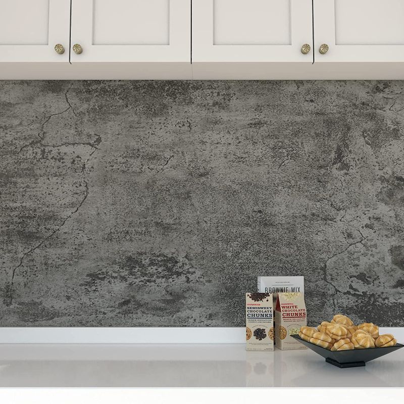 Photo 1 of Decotalk Concrete Wallpaper Peel and Stick Concrete Countertop Contact Paper Grey Concrete Wallpaper Removable Vinyl Wrap Concrete Contact Paper for Countertops Waterproof Cement Wallpaper 12"x120"
