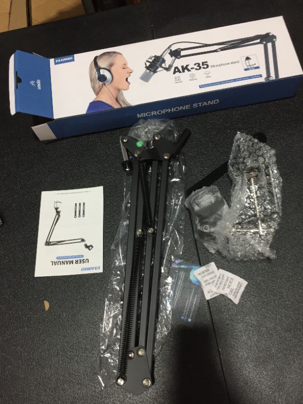 Photo 1 of  Aokeo AK-35 Microphone Stand Desk Adjustable Compact Microphone Suspension Boom Scissor Arm Stand For Blue Yeti,Blue Snowball iCE, Professional Streaming, Voice-Over, Recording, Games