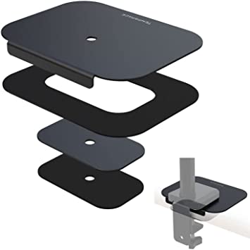 Photo 1 of Monitor Mount Reinforcement Plate for Fragile Tabletop, Glass and Other Fragile Tabletop, Steel Bracket Plate Fits Most Monitor Stand C-Clamp Installation and Grommet Installation -TEMPSPACE