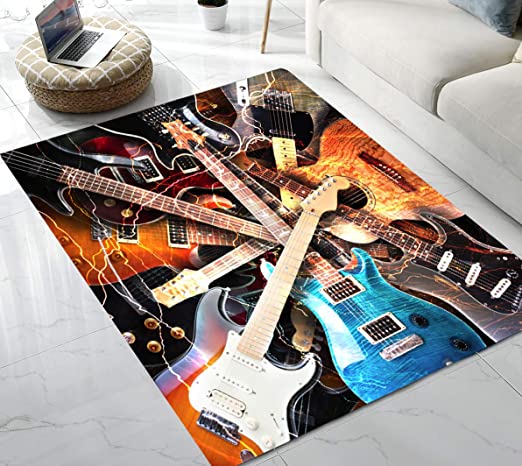 Photo 1 of Area Rug Electric Guitar Area Rug for Living Room Bedroom Playing Room 5'x6'