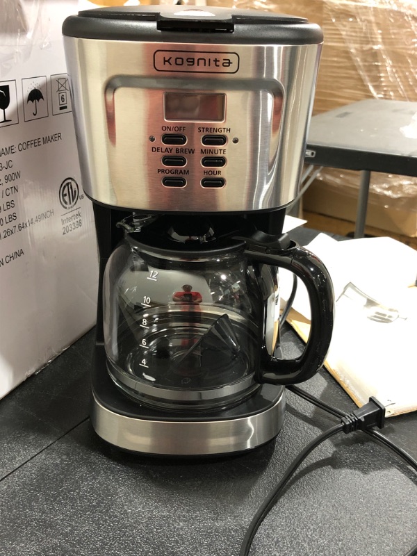 Photo 2 of 12 Cup Coffee Maker,Programmable Coffee Maker Machine,Drip Coffee Pot Machine with Glass Carafe and Filter,Multiple Brew Strength Control,Keep Warm,Auto Shut Off,Stainless Steel,900W