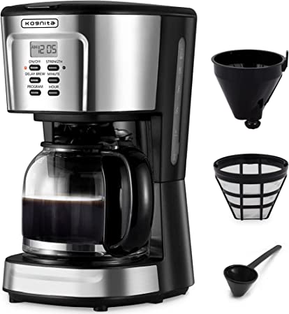 Photo 1 of 12 Cup Coffee Maker,Programmable Coffee Maker Machine,Drip Coffee Pot Machine with Glass Carafe and Filter,Multiple Brew Strength Control,Keep Warm,Auto Shut Off,Stainless Steel,900W